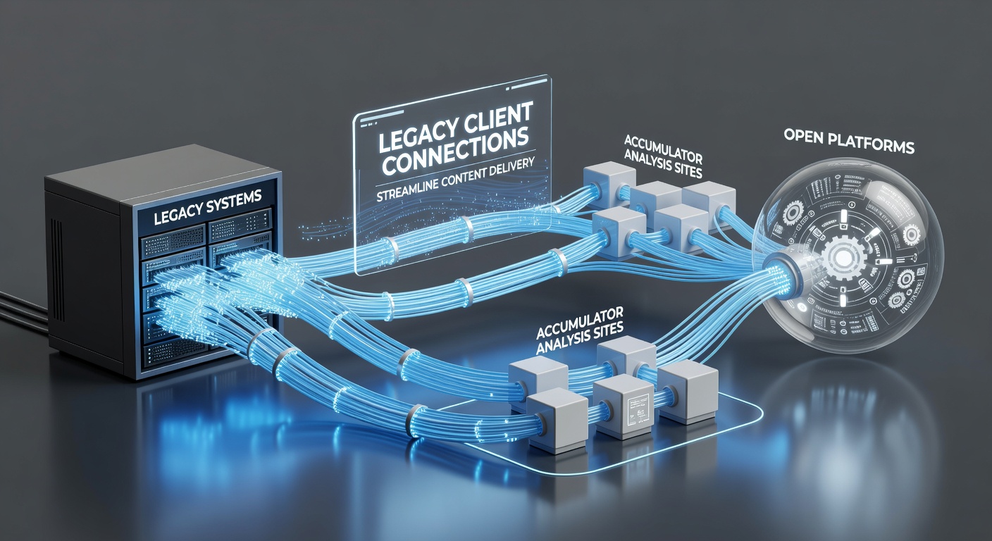 Legacy client connections interfacing with open platform dashboards for accumulator data processing