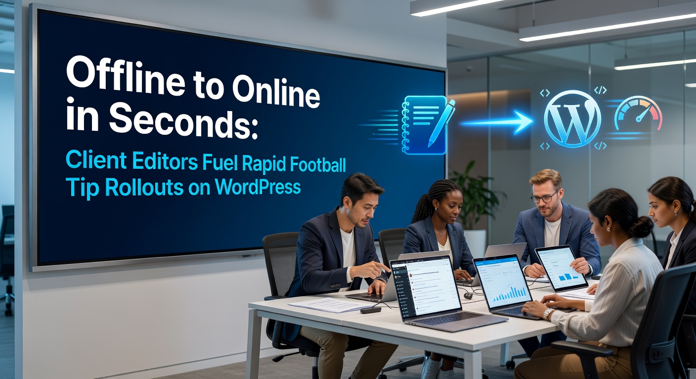 Close-up of a published WordPress football tip post, featuring accumulator bets, odds tables, and live update timestamps generated via client editor sync