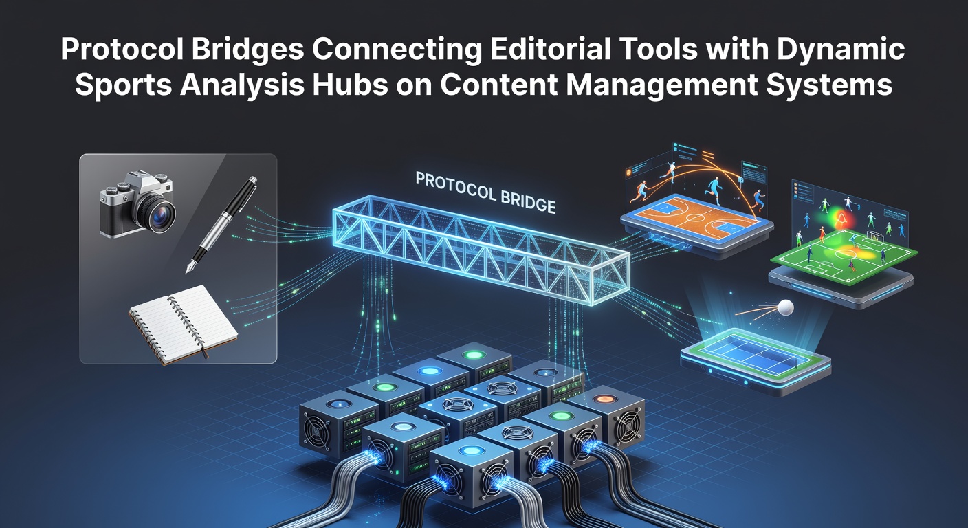 Protocol bridges linking editorial software to sports analytics platforms on content management systems