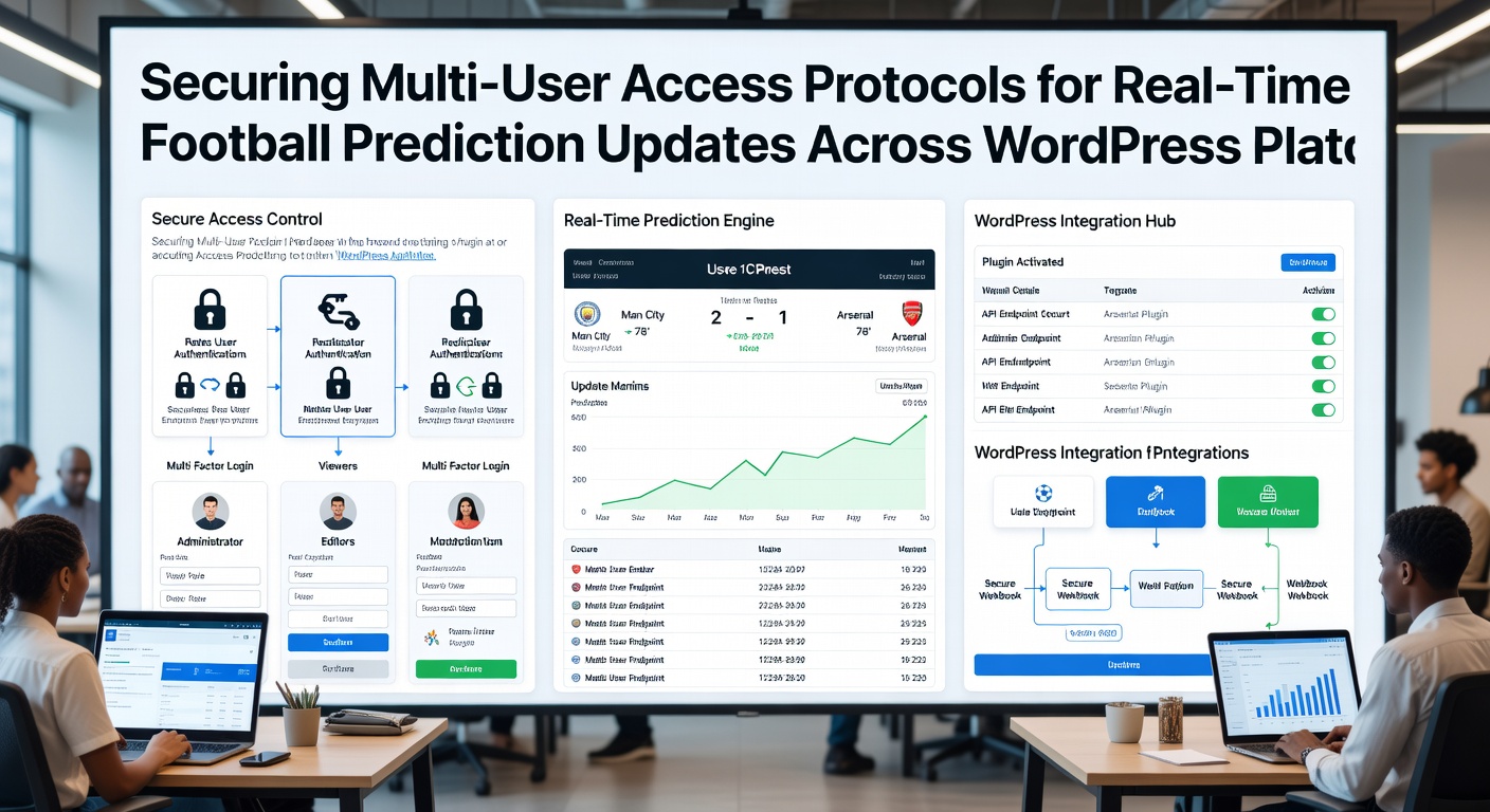 Multi-user dashboard showing role permissions for football prediction content updates